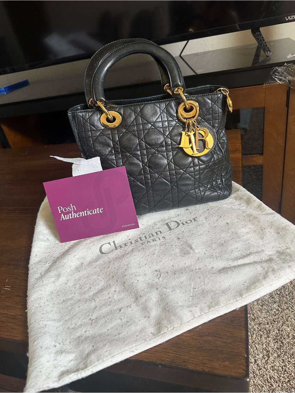 Dior Black Quilted Leather Satchel with Gold Hardware